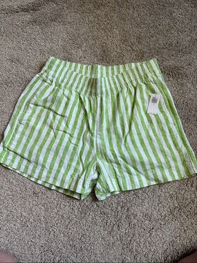 Striped Green & White Women’s Shorts